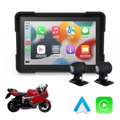 Motorfiets GPS – Motornavigatie – Navigatie – Motorhouder – Telefoonhouder – 5 Inch Touchscreen – Dual 1080P Camera’s Waterdicht IPX7