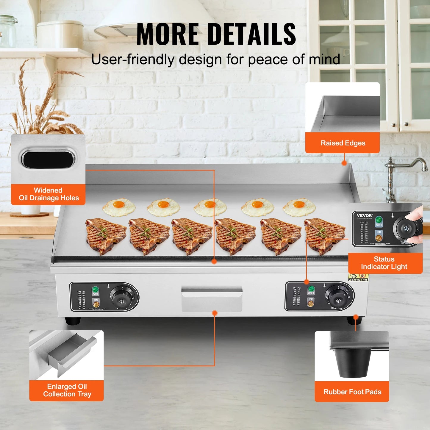 Bakplaat - Elektrische Bakplaat - Grill - Grill Apparaat - Grill Plaat - 26 inch - 4000W - Horeca Grillplaat voor Perfect Grillen