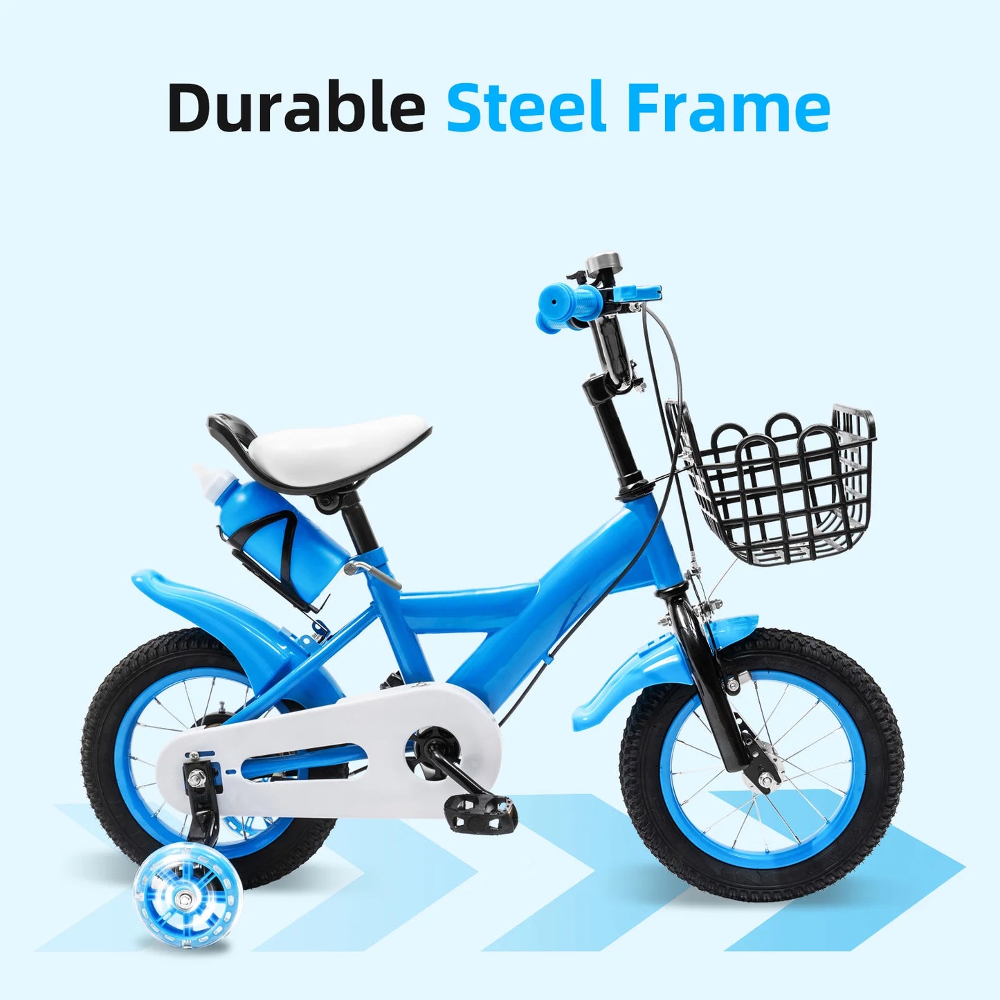 Kinderfiets - Kinderfietsen - Jongensfiets - Meisjesfiets - 12" - Fiets voor voor Beginners - Fiets met Assist Wielen, Carbon Staal – Binnen en Buiten Gebruik