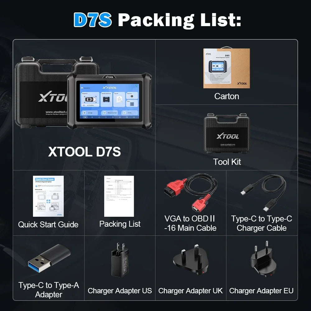 OBD2 Diagnosetool – Auto Scanner – Sleutelprogrammeerder – ECU Codeerder – Diagnosescanner – 7 Inch Touchscreen – 39+ Onderhoudsfuncties - QUORE