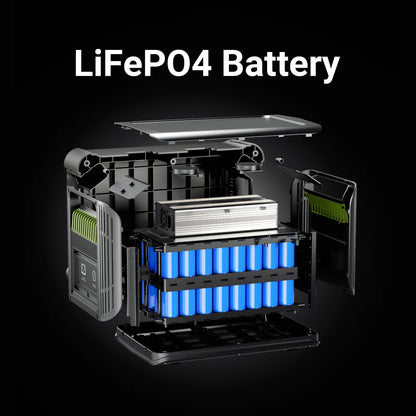 Powerstation - Generator - Aggregaat - Powerbank - Draagbare - 1152Wh - LiFePO4 Extra Batterij - met Zonnegenerator voor Buitengebruik- Zwart
