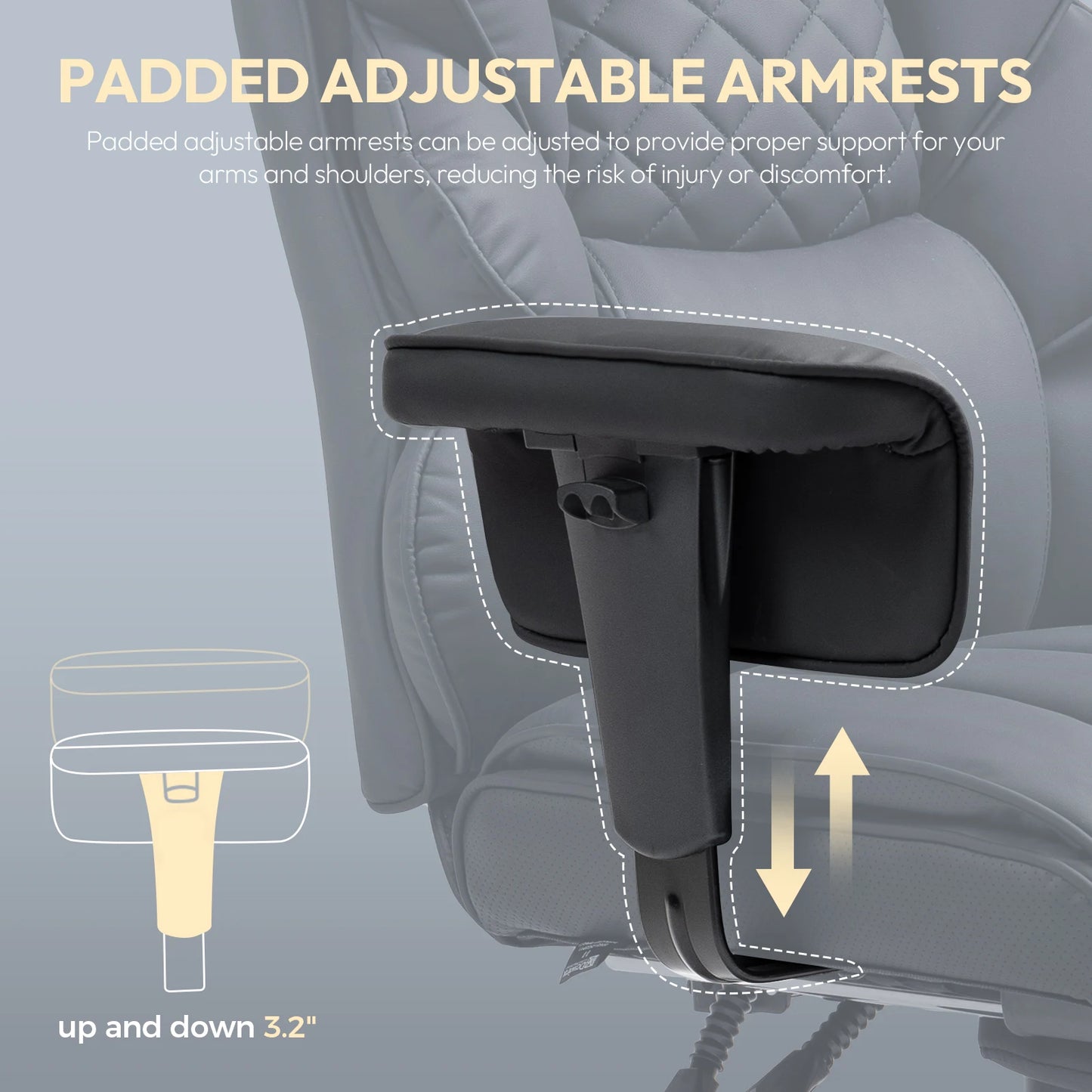 Ergonomische Bureaustoel - Loungestoel - Gamingstoel - met Pocketvering - en Lendensteun - Verstelbare Hoge Rugleuning - Comfortabele Kantoorstoel - met Armleuningen - Draai- en Roldesign - Voor Gaming & Thuiswerken - Wit