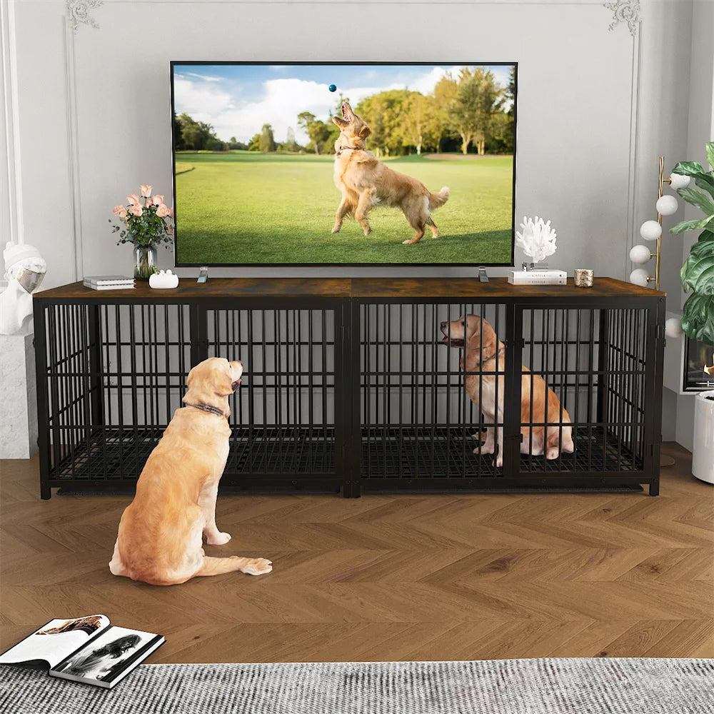 Hondenbench – Hondenkooi – Huisdierenbench – Dierenbench – 3-Deurs Ontwerp – Duurzaam Metaal – Uitschuifbare Tray
