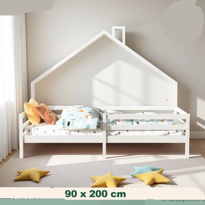 Huisbed Kinderen – Speelbed – Kinderbed – Scandinavisch Bed – Veilig Bed – Stevig Dennenhout – Opbergruimte