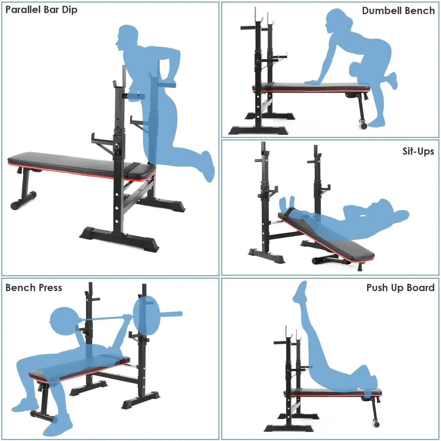 Halterbank – Fitnessbank – Gewichtbank – Trainingsbank – Bankdrukbank – Verstelbare Barbell Standaard – Maximale Draagkracht 200 kg
