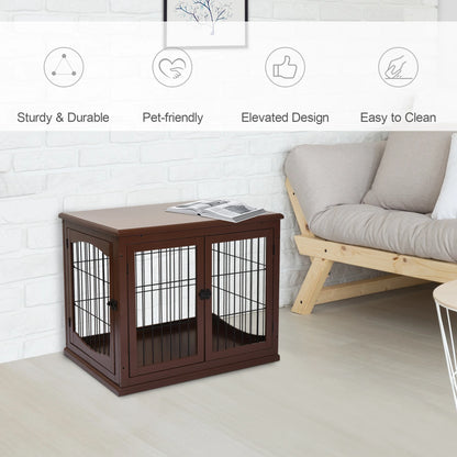Hondenbench – Hondenkooi – Hondenhok – Dog Kennel – Hondenbox – Bruin – 2 Deuren Met Slot – Stevige MDF Constructie