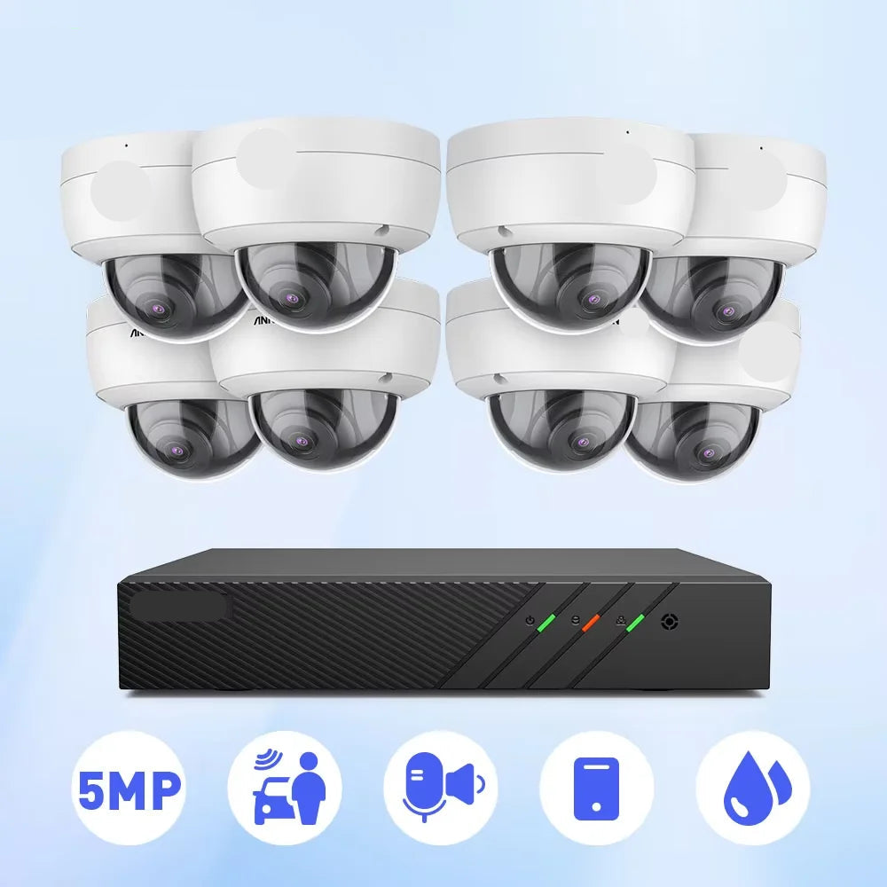 Beveiligingscamerasysteem - 5MP Camera - NVR - POE technologie - Openlucht- P67 Waterdichte - IK10 Vandaalbestendig - Bewakingscamera - Beveiligingscamera - Full HD IP Camera’s met Audio en Nachtzicht (Zonder Harde Schijf) - 2 Stuks - Wit - QUORE