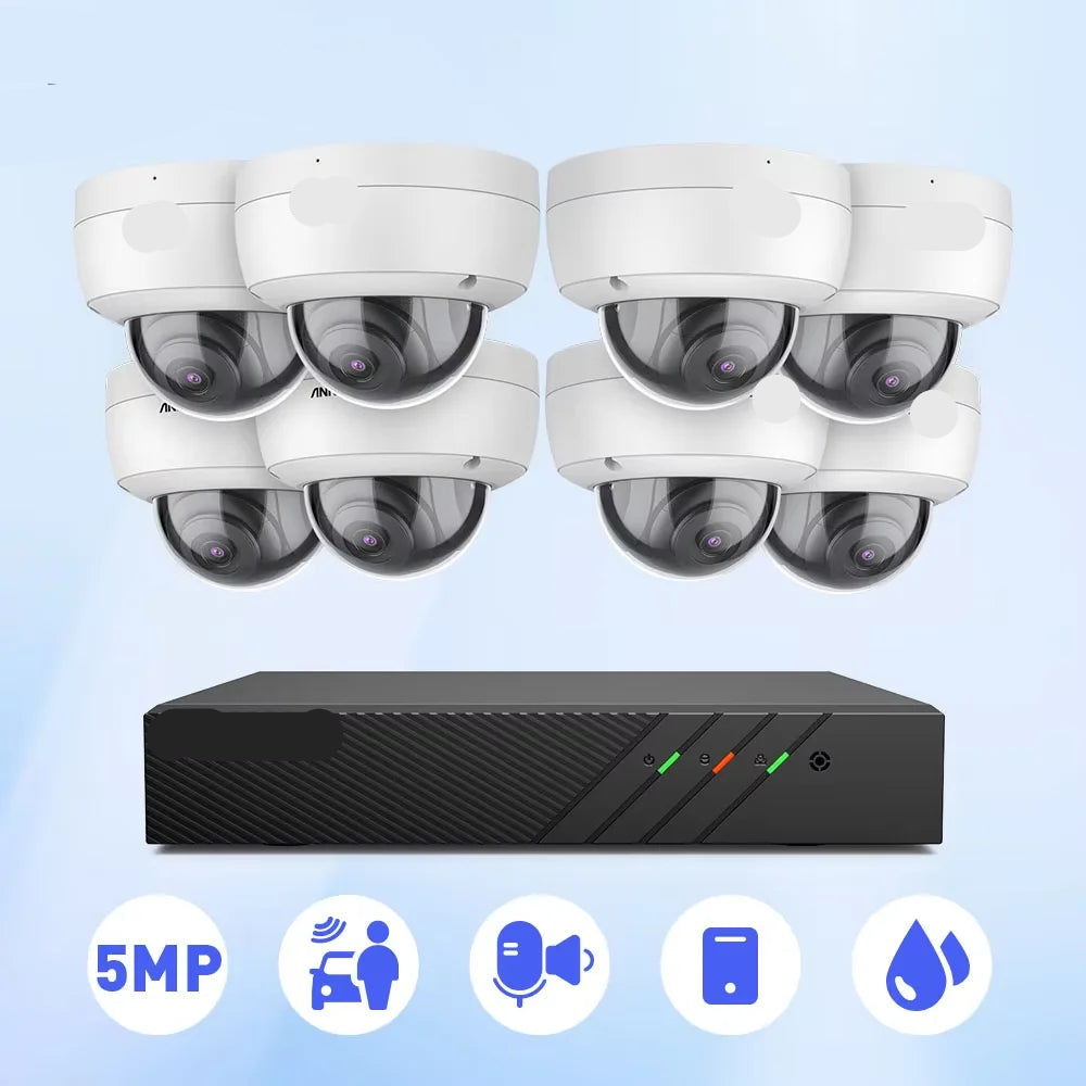 Beveiligingscamerasysteem - 5MP Camera - NVR - POE technologie - Openlucht- P67 Waterdichte - IK10 Vandaalbestendig - Bewakingscamera - Beveiligingscamera - Full HD IP Camera’s met Audio en Nachtzicht - 1TB Harde Schijf - 2 Stuks - Wit