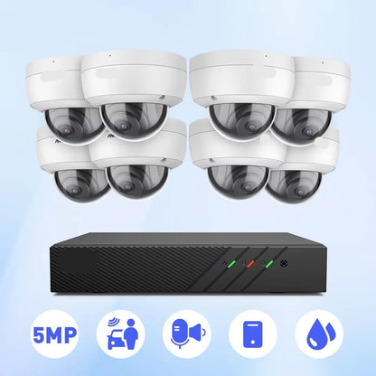 Beveiligingscamerasysteem - 5MP Camera - NVR - POE technologie - Openlucht- P67 Waterdichte - IK10 Vandaalbestendig - Bewakingscamera - Beveiligingscamera - Full HD IP Camera’s met Audio en Nachtzicht - 2TB Harde Schijf - 2 Stuks - Wit