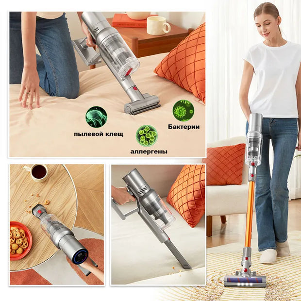 Cordless Stick Vacuum Cleaner - Stick Vacuum Cleaner - Vacuum Cleaner - Cordless Stick Vacuum Cleaner - Powerful Suction - 27KPa - Touchscreen - Cyclone Type - Handheld Vacuum Cleaner - Gray