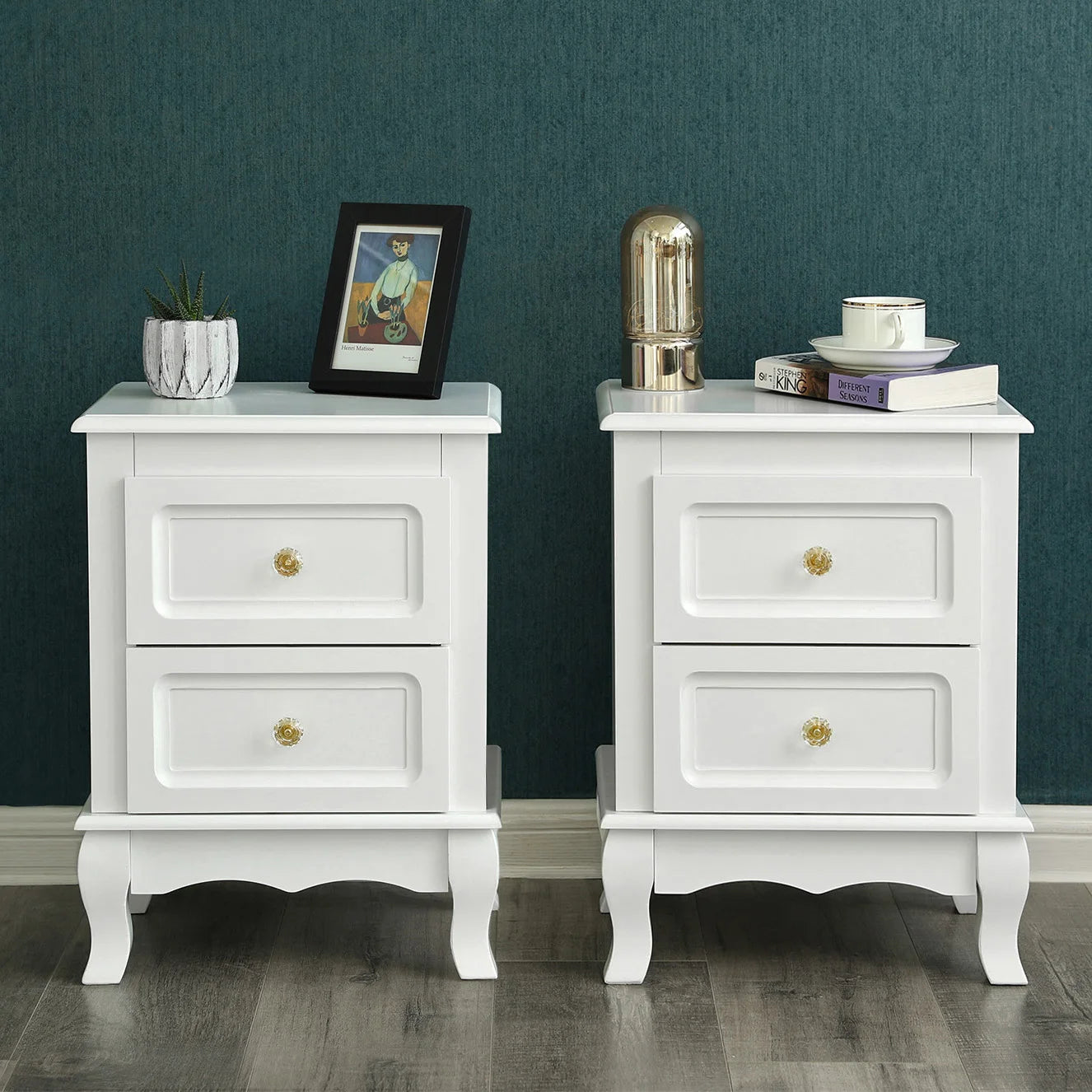 Nachtkastje - Kast - Slaapkamerdecoratie - Woonkamer - Organizer - 38,5 cm x 30,5 cm x 52,5 cm - Wit - QUORE