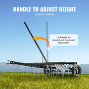 Scarifier Rake - Scarifier - Spreader - Tractor behind scarifier - 40in - with 20 Spring Steel Teeth - for ATV or mower tractor behind lawn