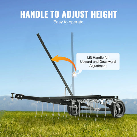 Scarifier Rake - Scarifier - Spreader - Tractor behind scarifier - 40in - with 20 Spring Steel Teeth - for ATV or mower tractor behind lawn