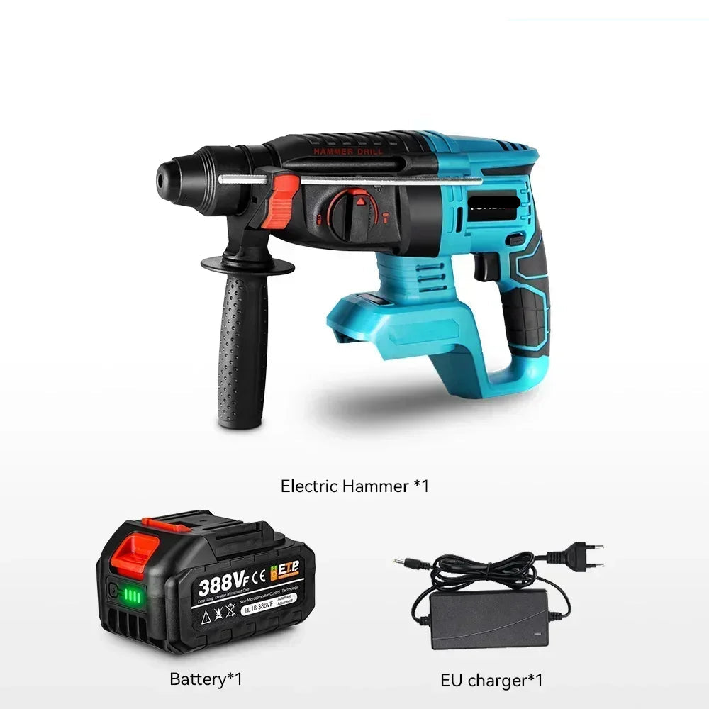 Boormachine - Klopboormachine - Hamerboren - Draadloze - Borstelloze - 26mm - 4800 slagen/min – SDS Plus – Zonder Batterij/Accessoires – Compatibel met 18V/21V Batterijen