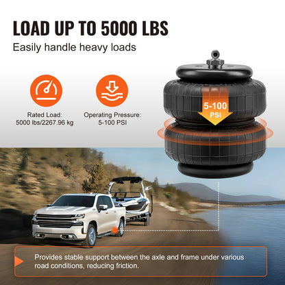 Luchtvering – Luchtveringsset – Zwaarlastvering – Airbag Vering – Pickup Vering – Draagvermogen 5000 lbs – Verstelbare Luchtdruk 5-100 PSI
