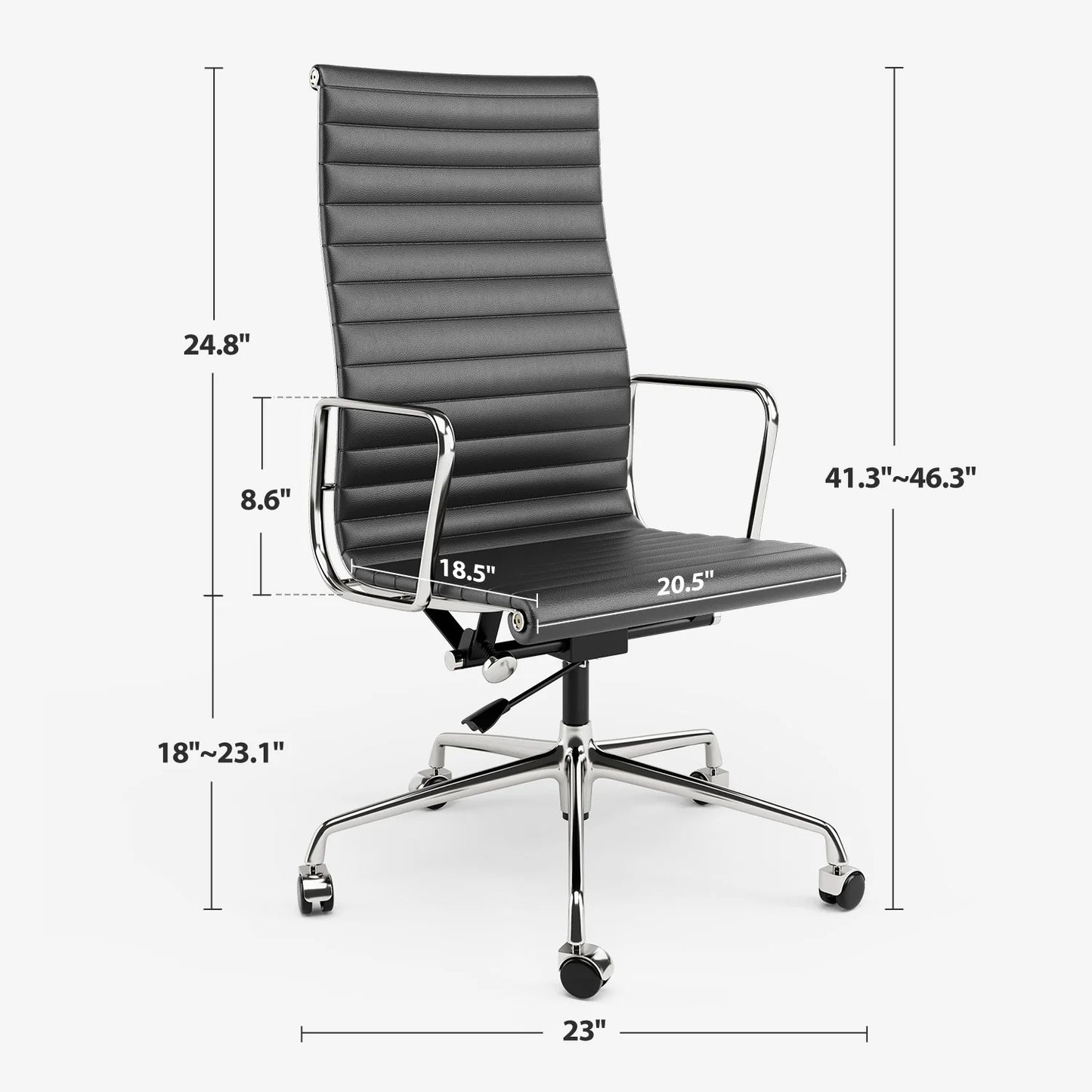 Bureaustoel – Kantoorstoel – Bureaustoel Met Wieltjes – Draaibare Stoel – Kunstleren Stoel – Verstelbare Hoogte – Ergonomisch Design – Zwart