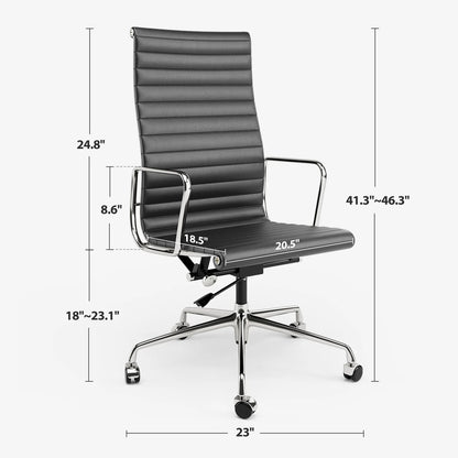 Bureaustoel – Kantoorstoel – Bureaustoel Met Wieltjes – Draaibare Stoel – Kunstleren Stoel – Verstelbare Hoogte – Ergonomisch Design – Zwart