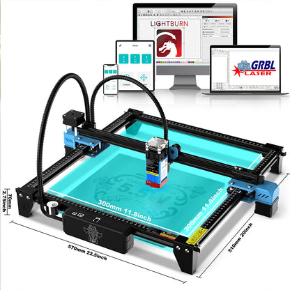 Laser Graveermachine - 40W laser - op APP bestuurbaar - Laser Cutter - Laser Graveer - Compleet - Metaal - met Accessoires - QUORE
