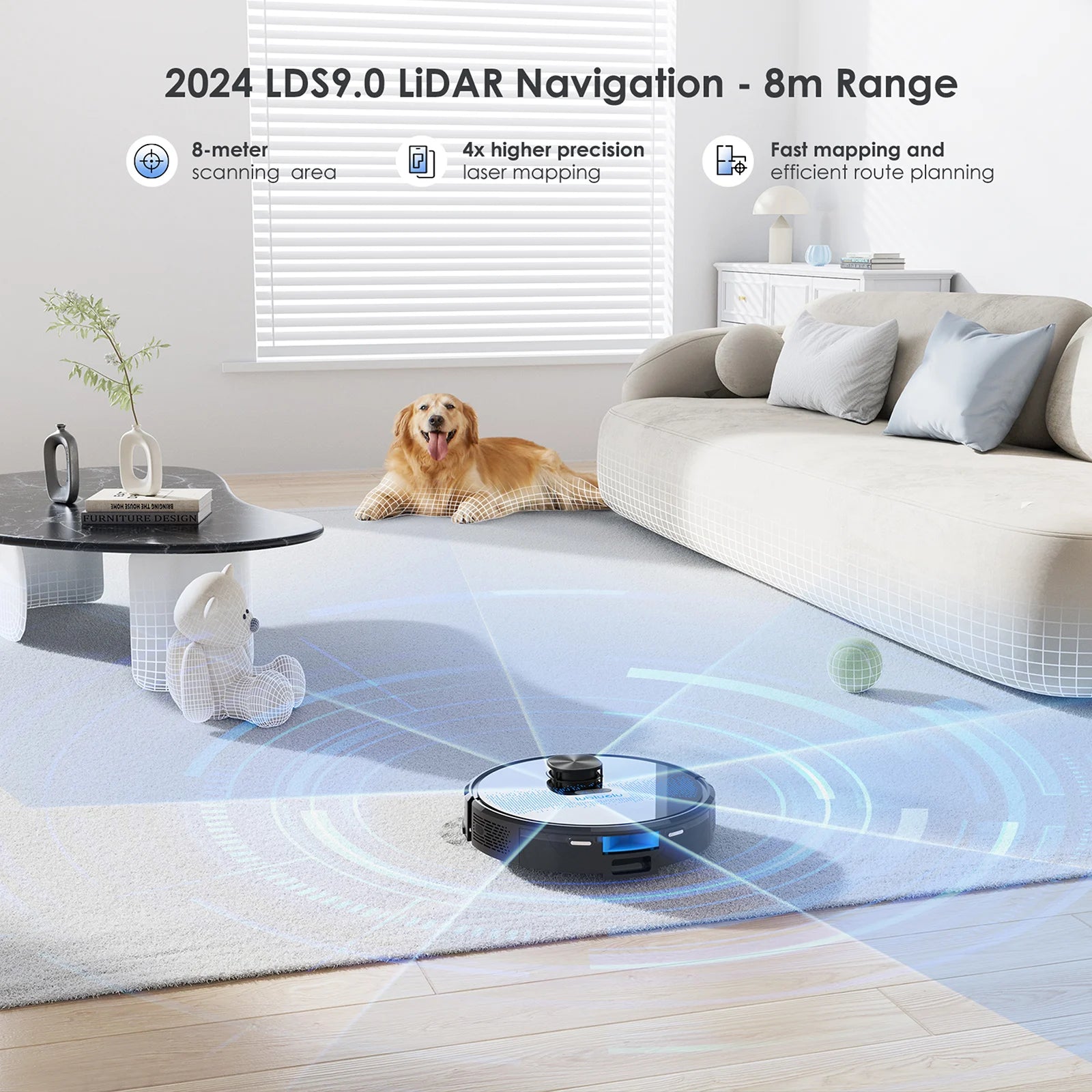 Robotstofzuiger SL60 Plus – Robotstofzuiger Met Dweilfunctie – Automatische Stofzuiger – Robot Cleaner – Robot Stofzuiger Voor Huisdieren – 60 Dagen Handsfree Leegmaken – 4500Pa Zuigkracht - QUORE
