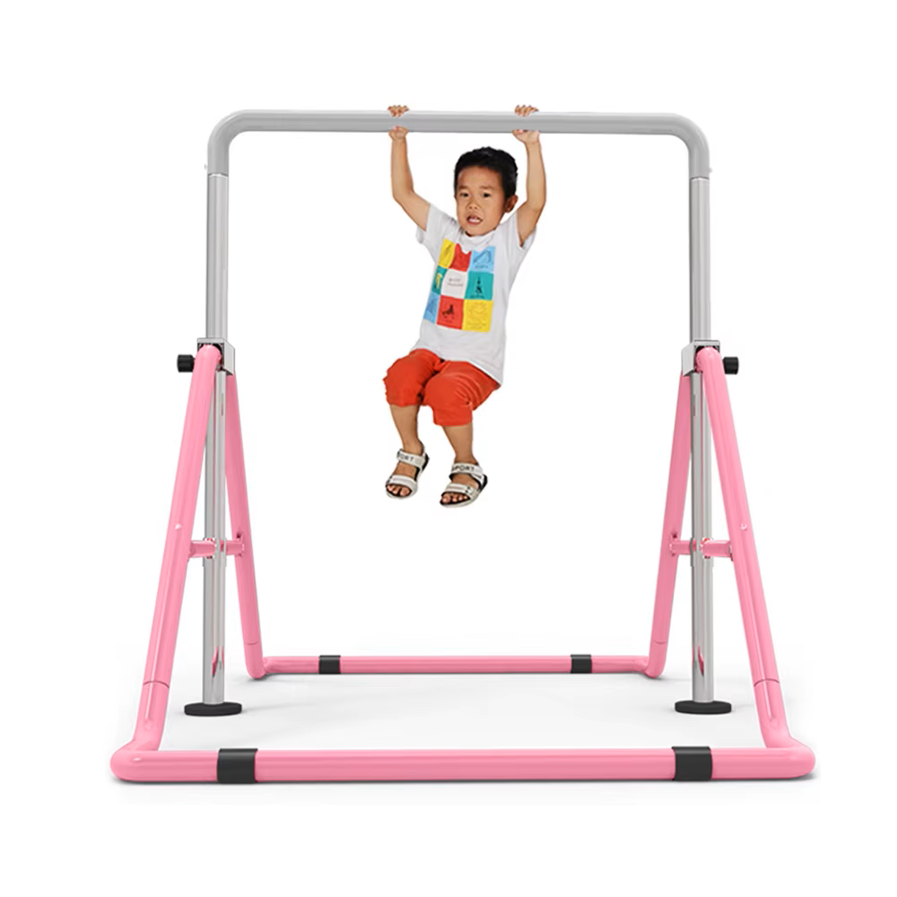 Verstelbare Gymnastiekstang - Turnrek - Thuistrainingsstang Opvouwbaar - Veilig - Eenvoudige Montage - voor Kinderen - 5 Versnellingen - voor Binnen - Buiten - Hoogte Verstelbaar 70-140 cm - Roze