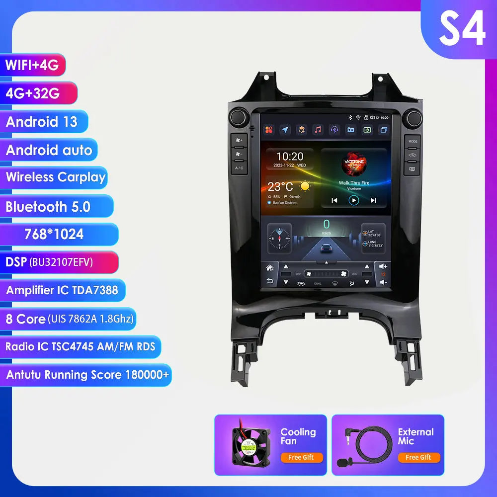 2 DIN Car Radio – Multimedia Systeem – GPS Navigatie – Touchscreen Autoradio – 9,7 Inch Verticaal Scherm – Android 13 – Draadloze CarPlay & Android Auto