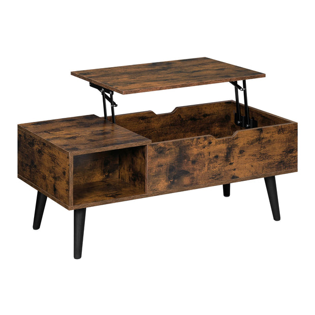 Adjustable Coffee Table - Folding Table with Storage - Modern Coffee Table - Wooden Table - 100x50x43 cm - Rustic Brown