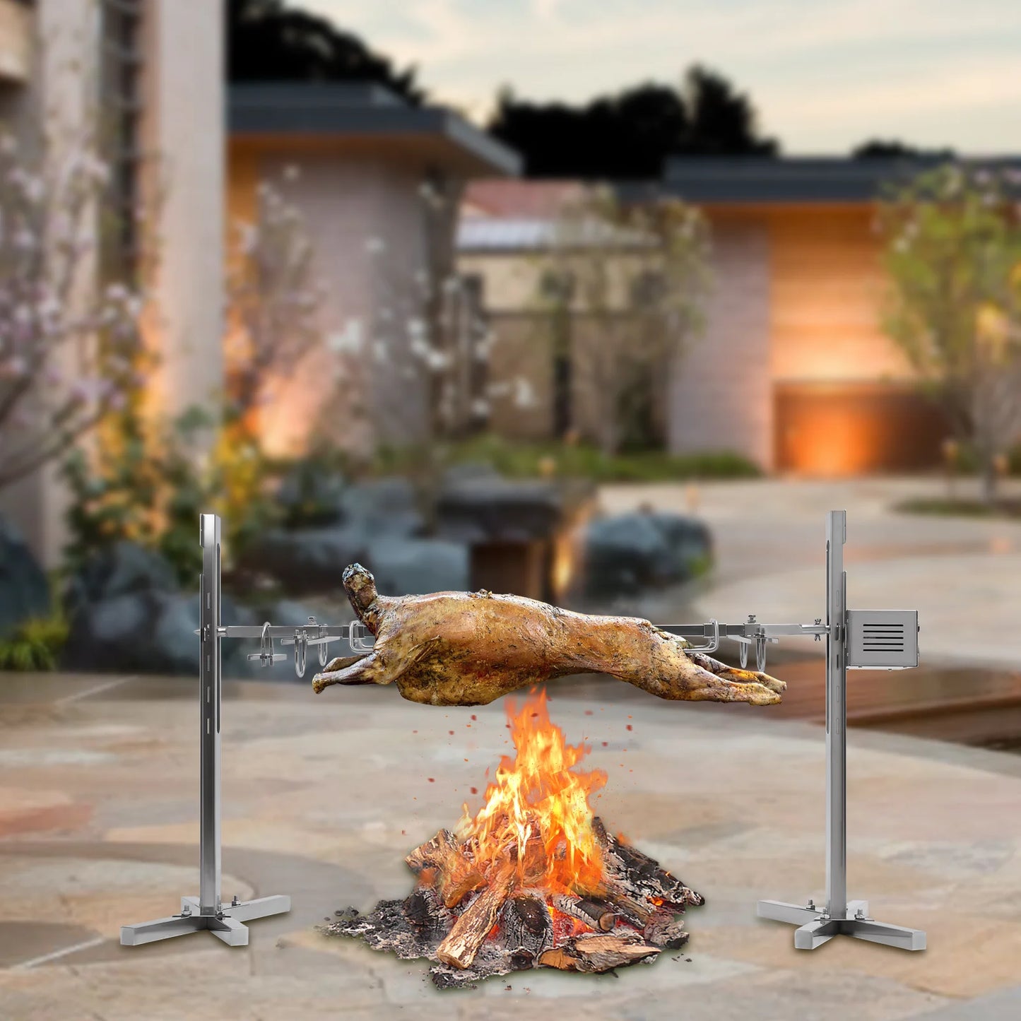 Elektrische Barbecue Draaistok – BBQ Spit – Rotisserie Grill – Vleesspies – BBQ Rooster – 53 Inch – RVS Staal – 360° Rotatie