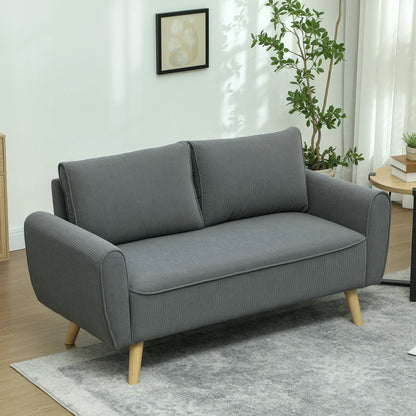 2-zits bank – tweezitsbank – zitbank – loveseat – compacte bank – donkergrijs – extra diepe zit 54 cm – cordstof met houten frame