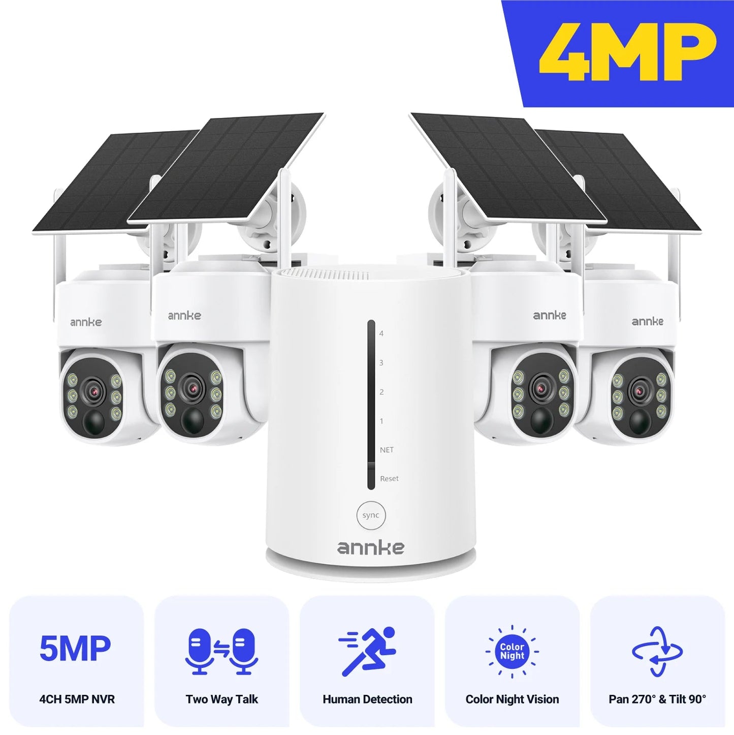 Draadloze Beveiligingscamera – Solar Camera – IP Camera – Veiligheidscamera – Wifi Camera – 4MP Resolutie – 9000mAh Accu Met Zonnepanelen - QUORE