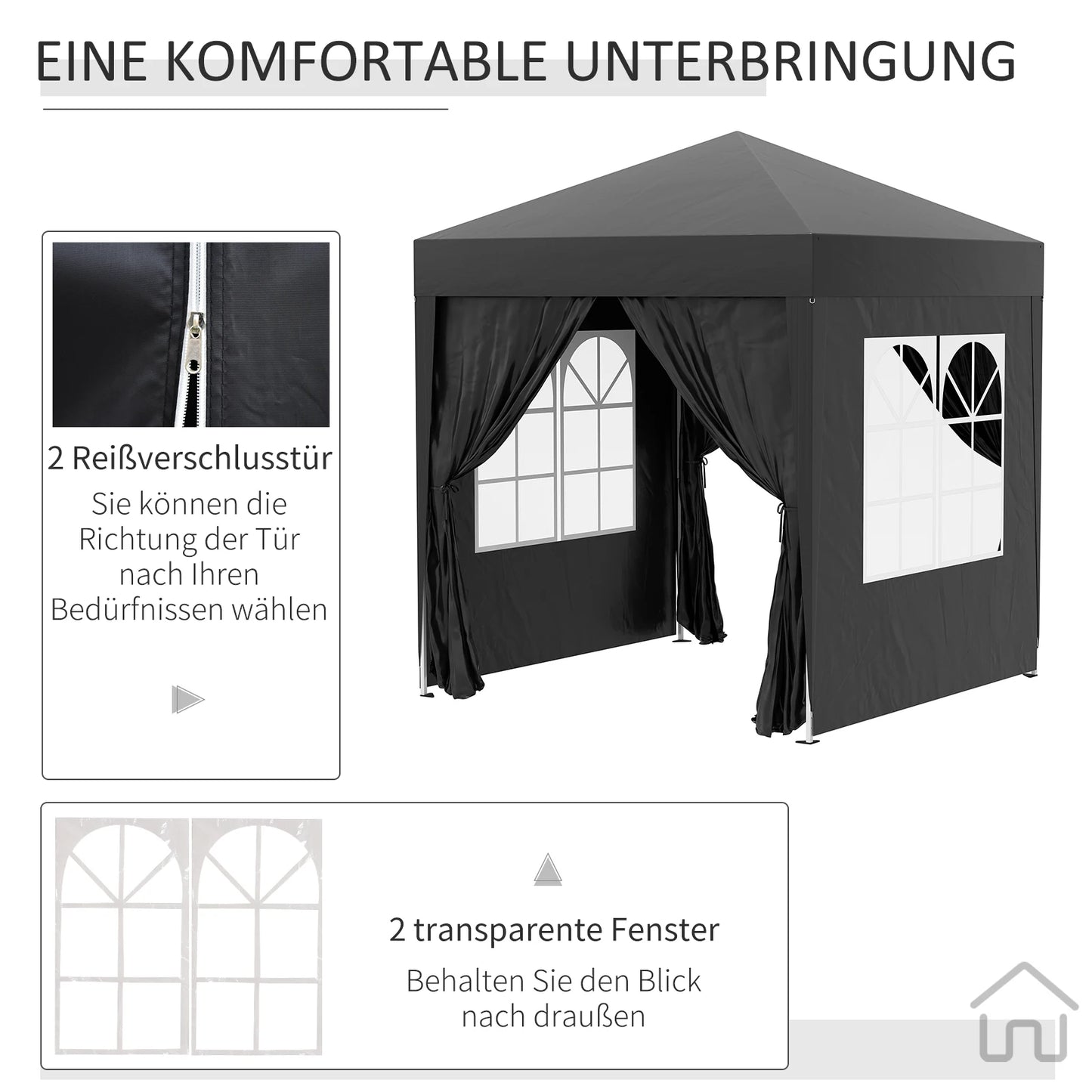 Inklapbaar Buitenpaviljoen – Tuinpaviljoen – Partytent – Overkapping – Beschutting – 2 X 2 Meter – Water- En UV-Bestendig