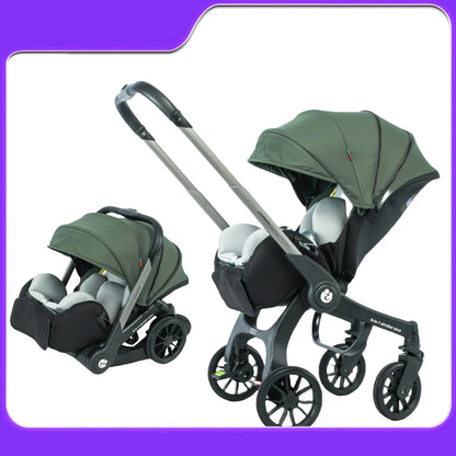 Kinderwagen – Wandelwagen - Babywagen – Inklapbaar - Opvouwbare - Lichtgewicht - Comfortabel - Veilig – Schokabsorptie - met Afneembare Mand - 4 in 1 - Zwart - QUORE