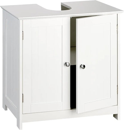Sink Base Cabinet - Badkamerijdelheid - Opbergkast - Magnetische vergrendeling - Verstelbare plank - MDF-constructie - 60 cm x 60 cm x 30 cm - Wit