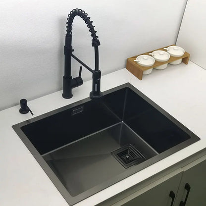 Matte Zwarte Keukenspoelbak – Spoelbak RVS – Enkelvoudige Kom – Onderbouwspoelbak – Aanrechtspoelbak – 45x40 cm – 3,0 mm Dikke Roestvrij Staal Nano Coating