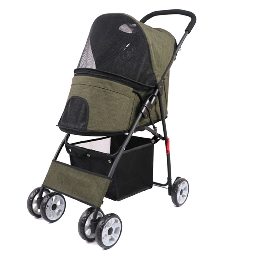 Double Pet Stroller for 2 Small Dogs or Cats Foldable Dog Stroller for Travel Walking Folding Cat Stroller with Safety Belt - QUORE