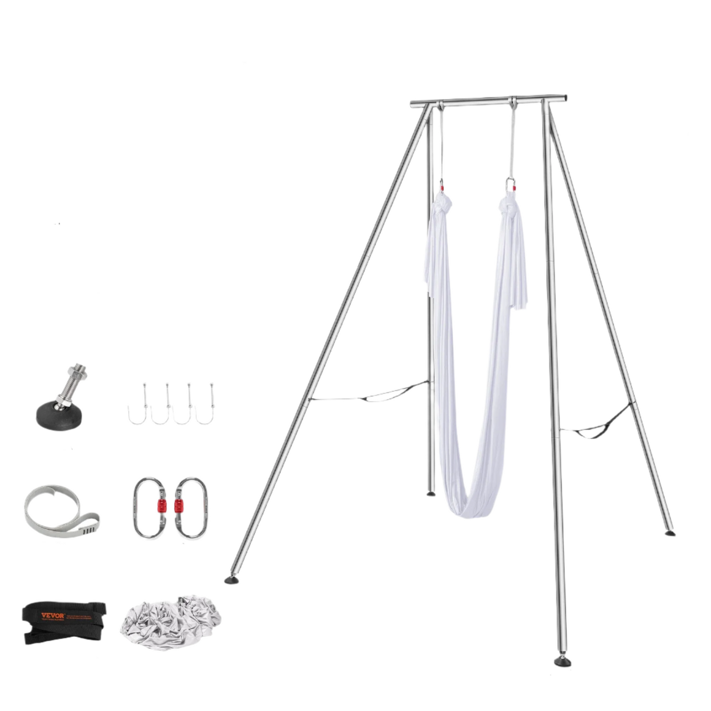 Aerial Yoga Frame – Yoga Hangmat – Stretching Frame – Buiten En Binnen – Max Draagkracht 250 Kg – Roestbestendig Chroom - Wit - QUORE