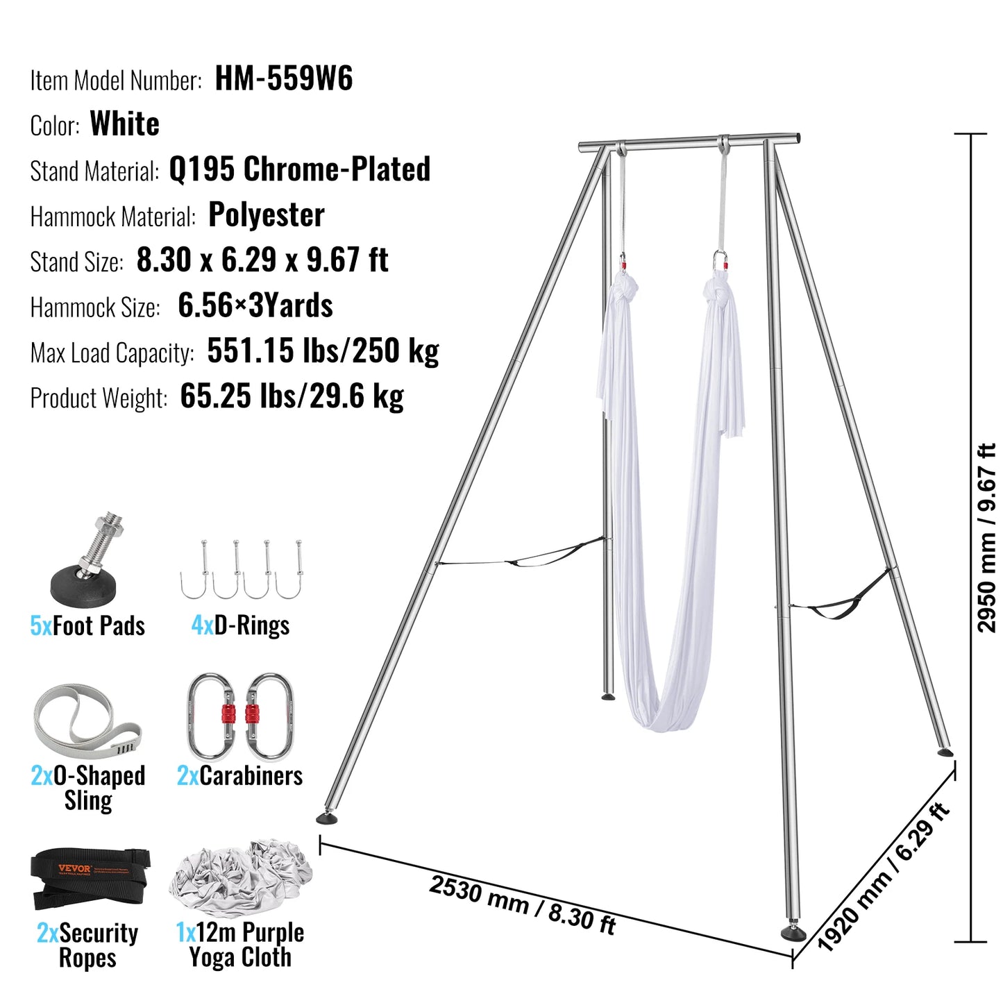 Aerial Yoga Frame – Yoga Swing – Yoga Hangmat – Aerial Silk – Stevig Stalen Frame – Roestbestendig Coating