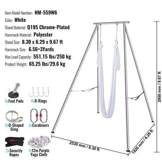 Aerial Yoga Frame – Yoga Swing – Yoga Hangmat – Aerial Silk – Stevig Stalen Frame – Roestbestendig Coating