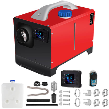 Standkachel - Diesel - 5KW - Nieuwe 12V 24V- Luchtverwarmer - met Intelligente LCD-monitor en Afstandsbediening - met Geluiddemper voor RV - Truck - Boot - Camper - Auto - Trailer - Technische Voertuigen - Oranje