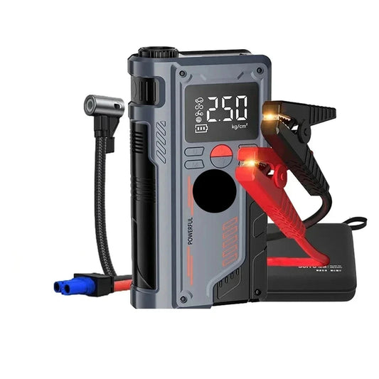 Jumpstarter - Jumpstarter for Car - 4 In 1 - 20000mAh - 1000A - Car Starting Device - Jumpstarter with Powerbank &amp; 150PSI Tire Inflator - Multifunctional Jump Starter - Black