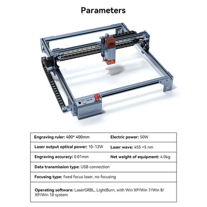 Laser Graveermachine – Laser Graveur – Laser Snijder – Creatieve Laser – Hobby Laser – 400x400 Mm Werkoppervlak – 10-12W Vermogen