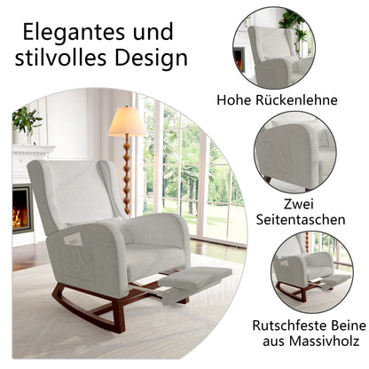 Schommelstoel – Relaxstoel – Woonkamerstoel – Schommelstoeltje – Zachte Katoenen Bekleding – Massief Houten Basis – Anti-Slip Schommelpoten