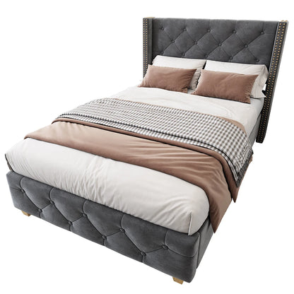 Bedbank – Slaapbank – Bed – Sofa – Logeerbed – Gestoffeerd Velours – Opbergladen – USB Oplaadfunctie – 160x200 cm - QUORE