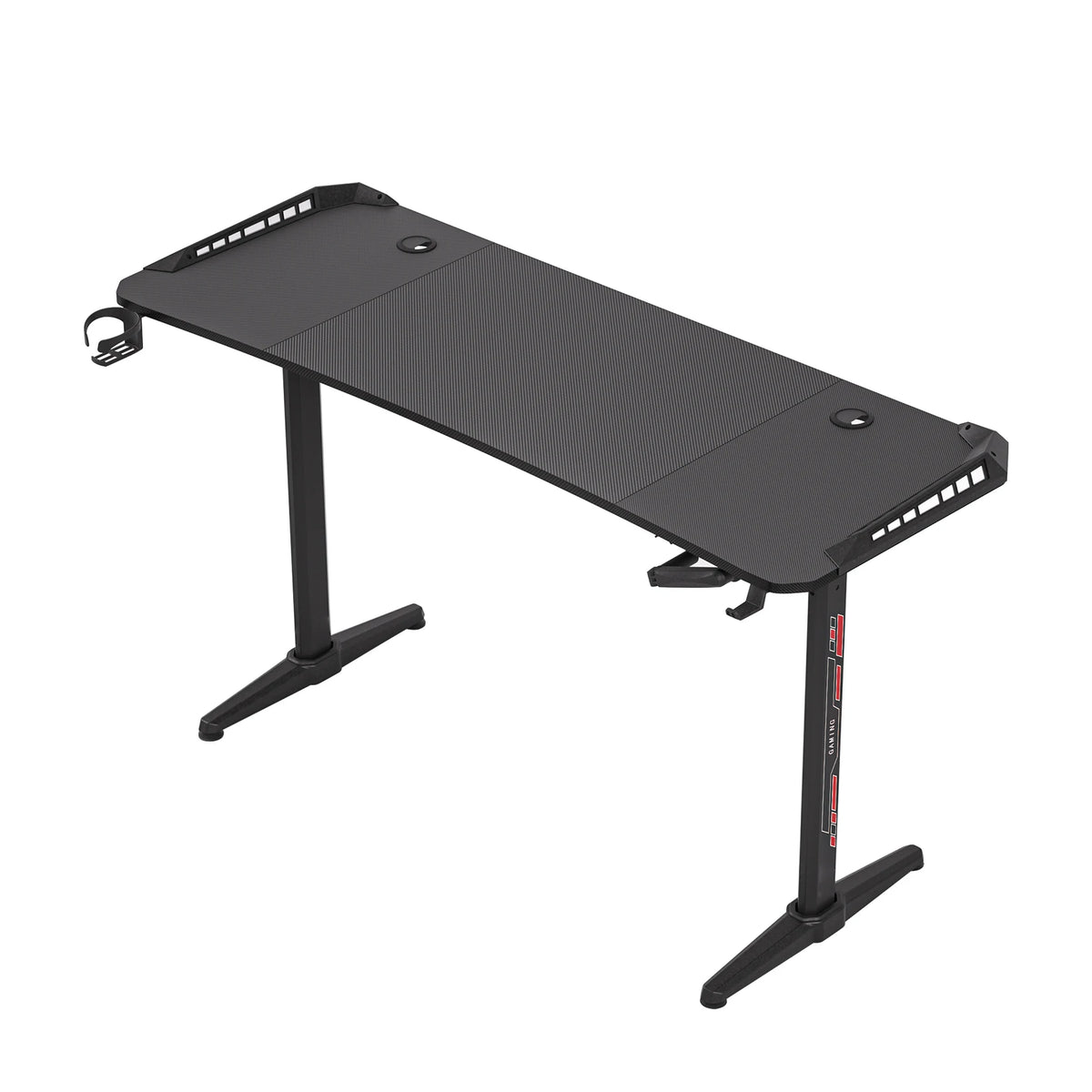 Groot Laptop Computer Bureau - Gaming en Thuiskantoor - met RGB LED Verlichting - Hoogte Verstelbaar - 160x60.5x120cm - Rechthoekig Staand Bureau - Zwart