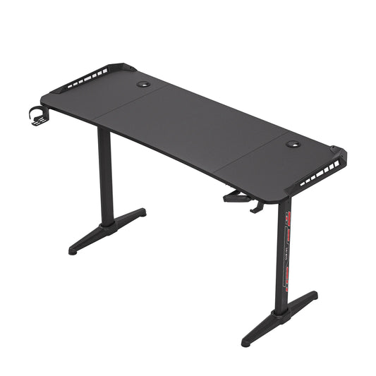 Groot Laptop Computer Bureau - 160x60.5x120cm - Rechthoekig Staand Bureau - Gaming en Thuiskantoor - met RGB LED Verlichting - Hoogte Verstelbaar - Zwart