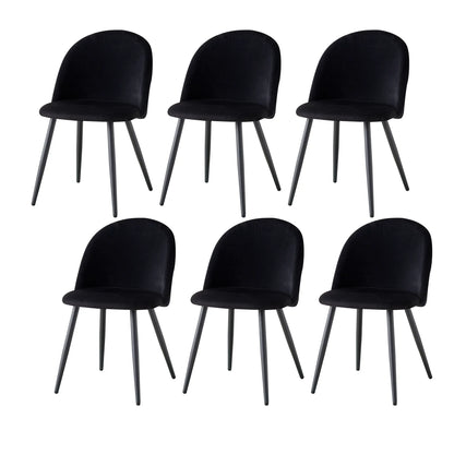 Eetkamerstoelen – Fluwelen Stoelen – Velvet Stoelen – Metalen Frame – Set Van 6 – Ergonomisch Comfort – Snelle Montage – Zwart