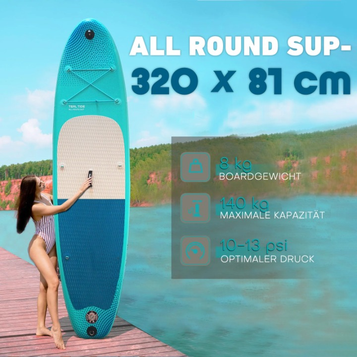 Opblaasbaar SUP-Board – Paddleboard – Stand-Up Paddleboard – Inflatable Board – Waterboard – Max Draagkracht 140 Kg – Antislip EVA-Dek