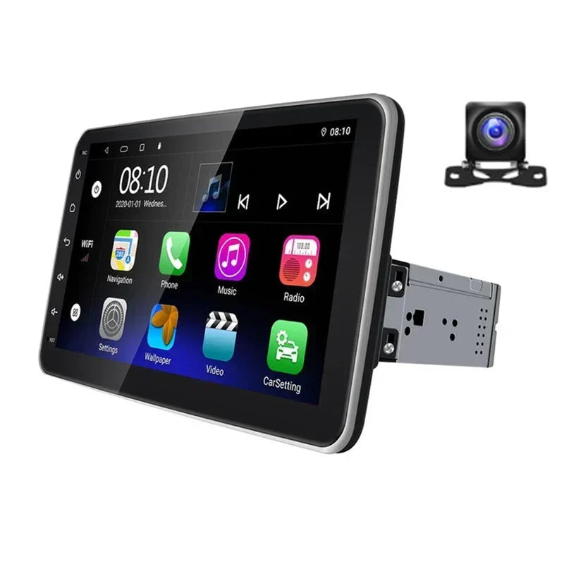 Autoradio – Multimedia Speler – Android Radio – 1 DIN – Touchscreen – 10 Inch Rotatie Scherm – Bluetooth 5.0 – Apple CarPlay & Android Auto