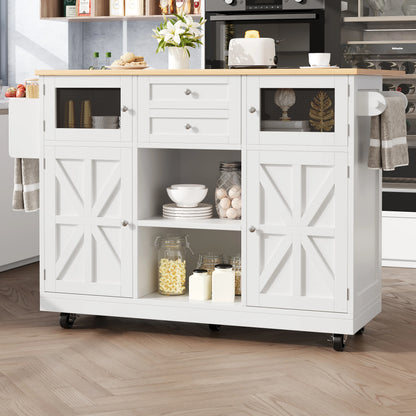 Kitchen island, dining cart with worktop, buffet cabinet, dining cart with wood grain, side towel rail,adjustable dividers,black - QUORE