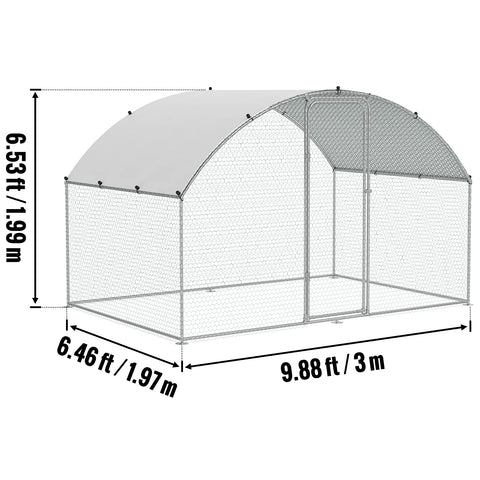 Kippenhok - Metalen Kippenhok - Kippenren - Groot - Inloop Kippenren - 2x3x2m Koepel - voor Buiten Achtertuin Boerderij Pluimveehok
