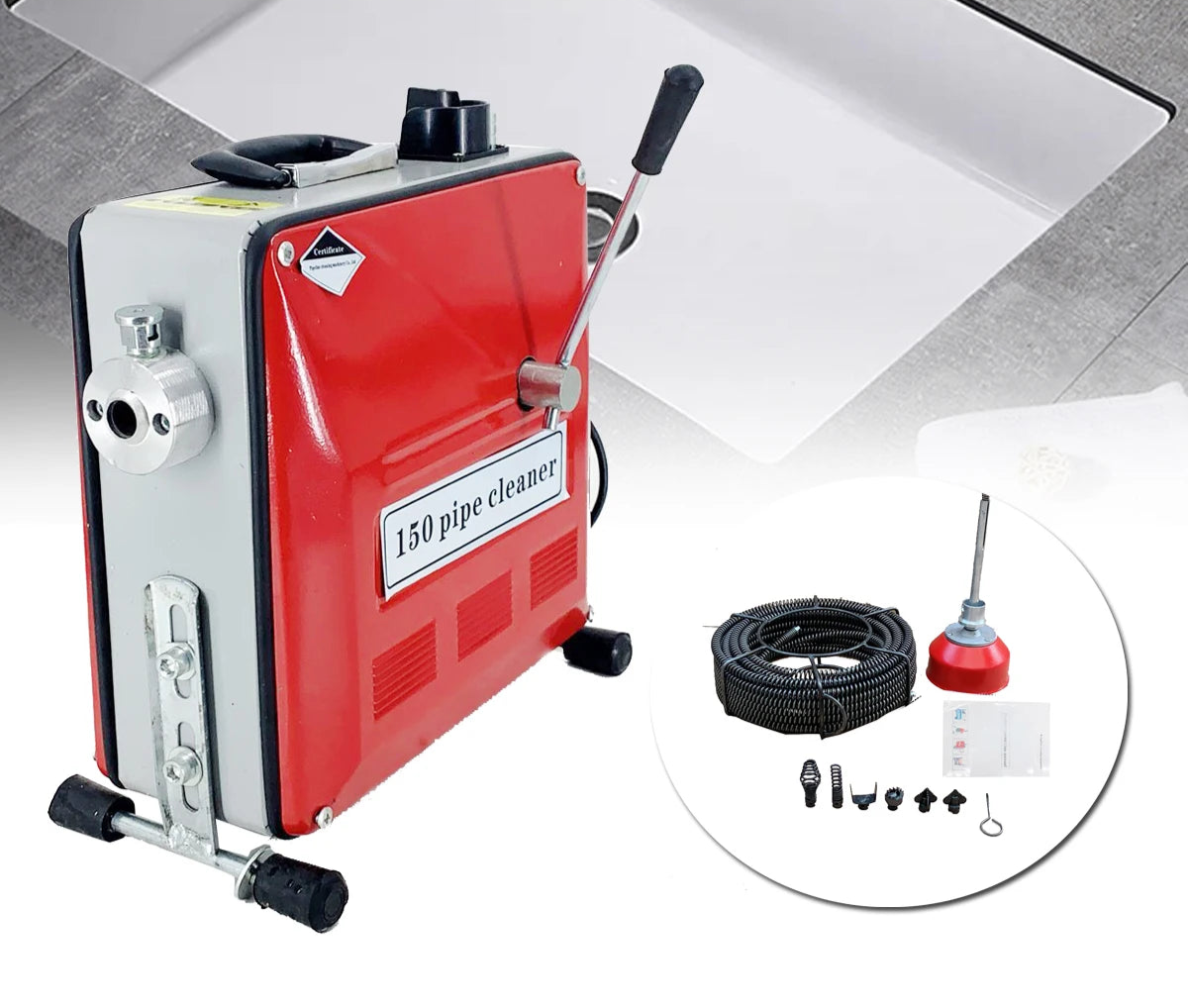 Buisreinigingsmachine – Ontstoppingsmachine – Afvoerreiniger – Pijpspiraal – 900W Motor – Voor Pijpen 20-110 Mm